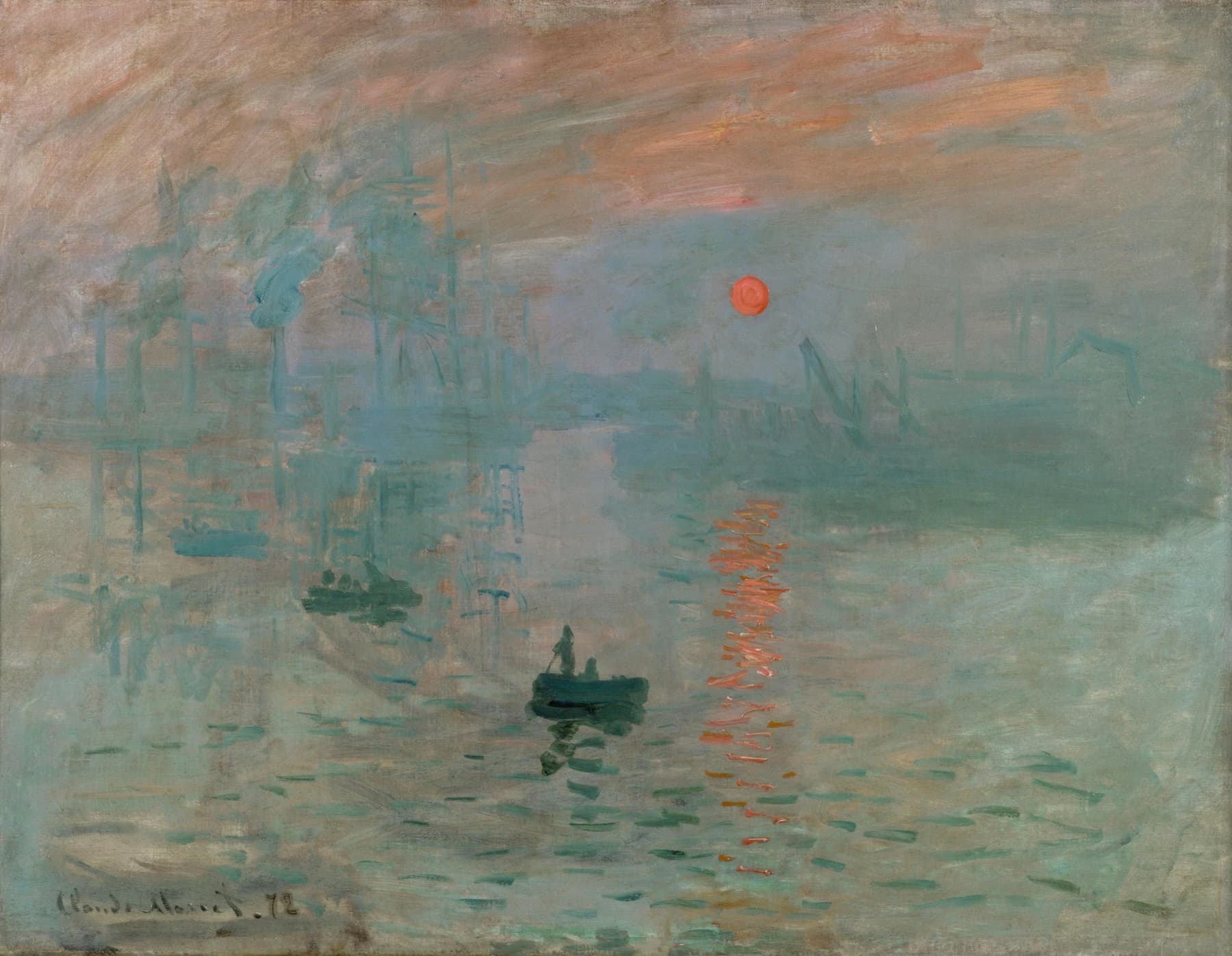 An impressionist harbor at sunrise